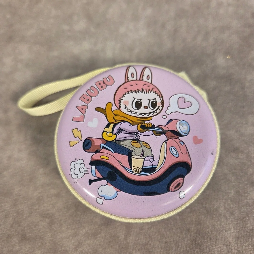 Labubu Cartoon Bunny Scooter Zipper Round Coin Pouch Kids Small Bag Holder